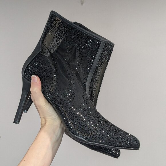 Adrienne Vittadini Noon Transparent Heeled Boot Black Size 10 - Picture 2 of 5